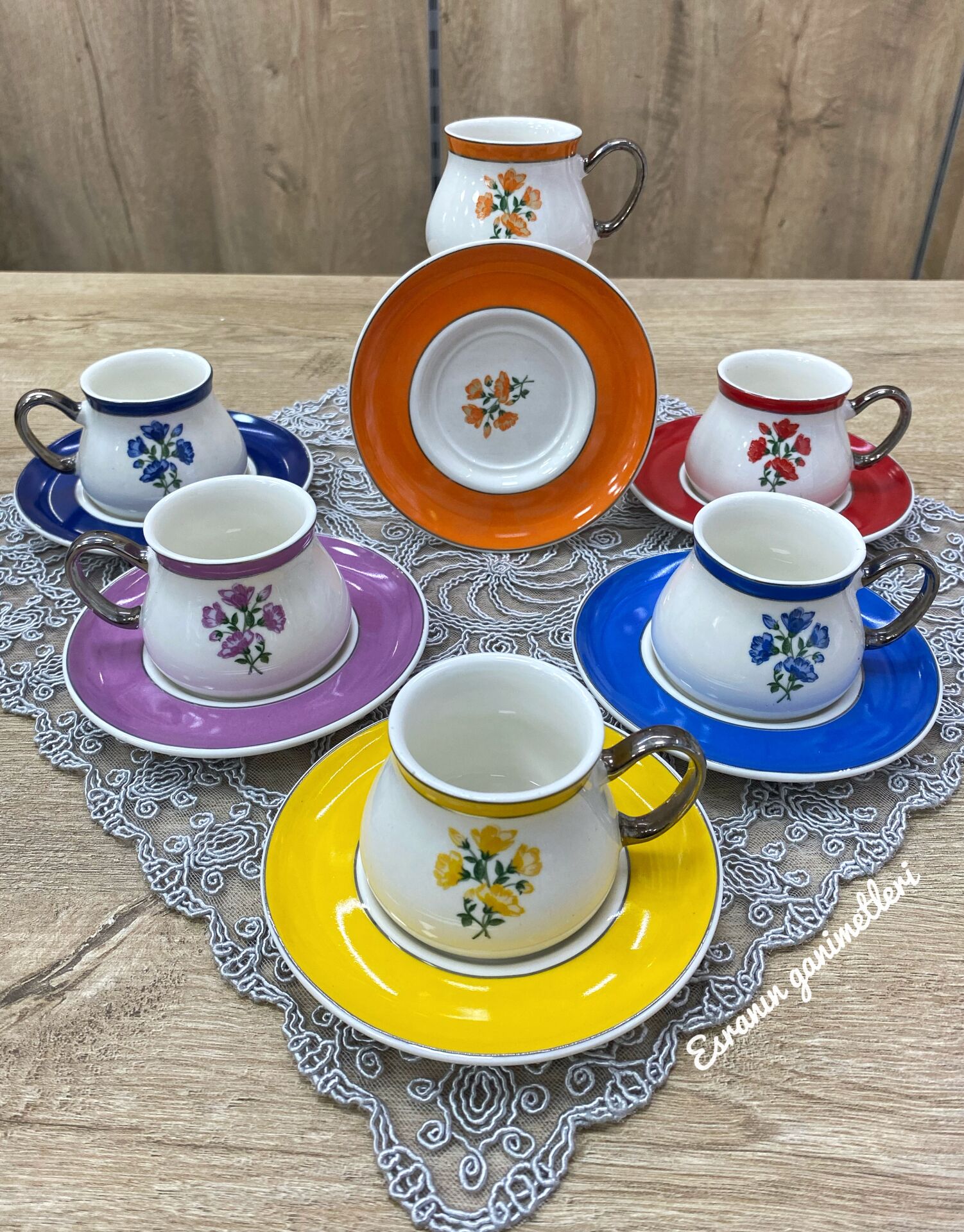 6 Kişilik Renkli Fincan Tkm Celeste