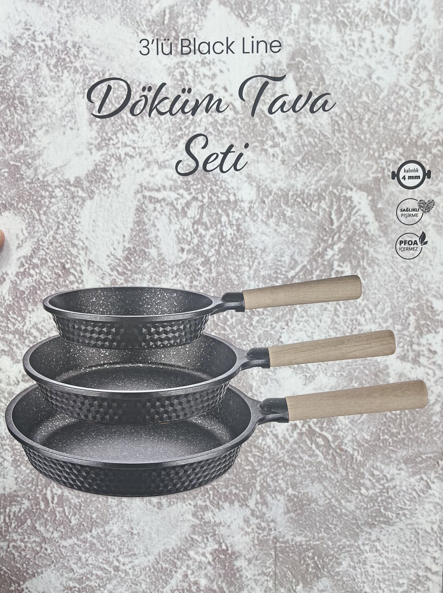 Falez BLACKLİNE 20/24/28cm 3lü Döküm Tava Seti