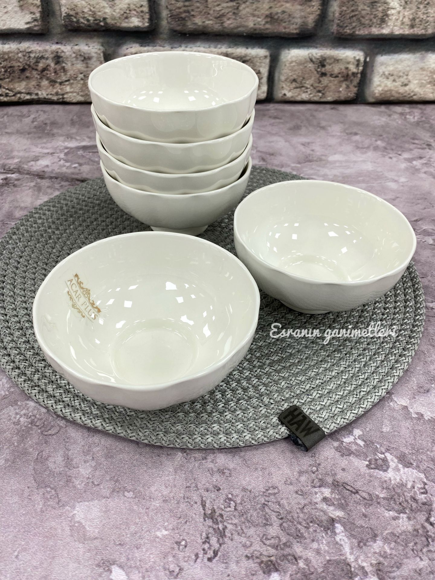 POR-8085 Acar Yuvarlak Porselen Kase 6lı