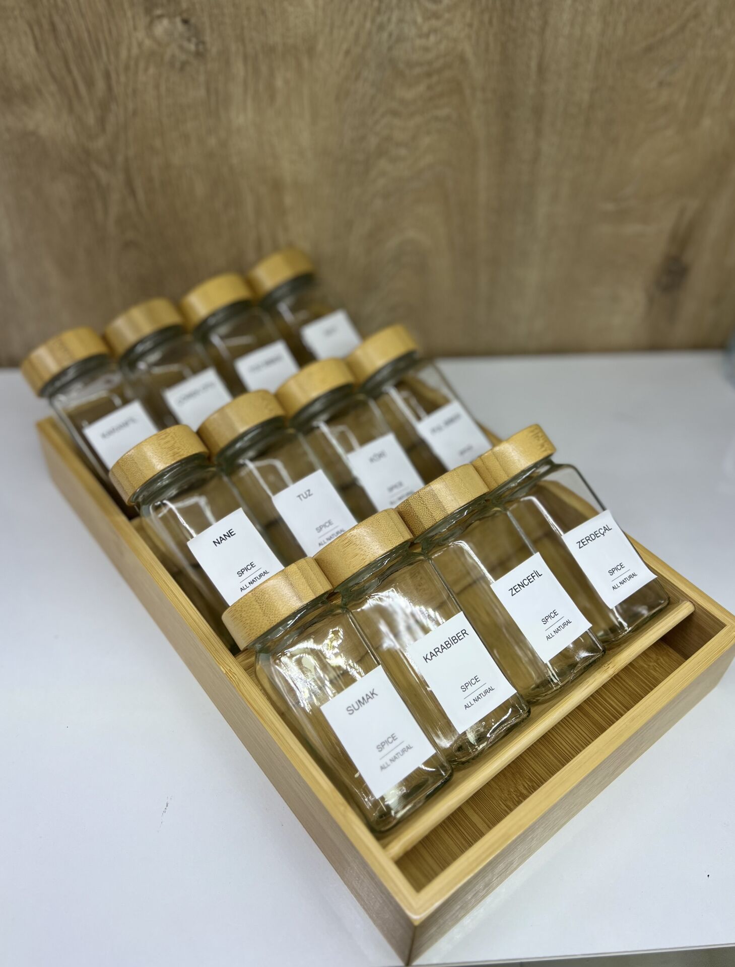 ÇEKMECE İÇİ ORGANİZERLİ 12li ETİKETLİ BAHARAT SET