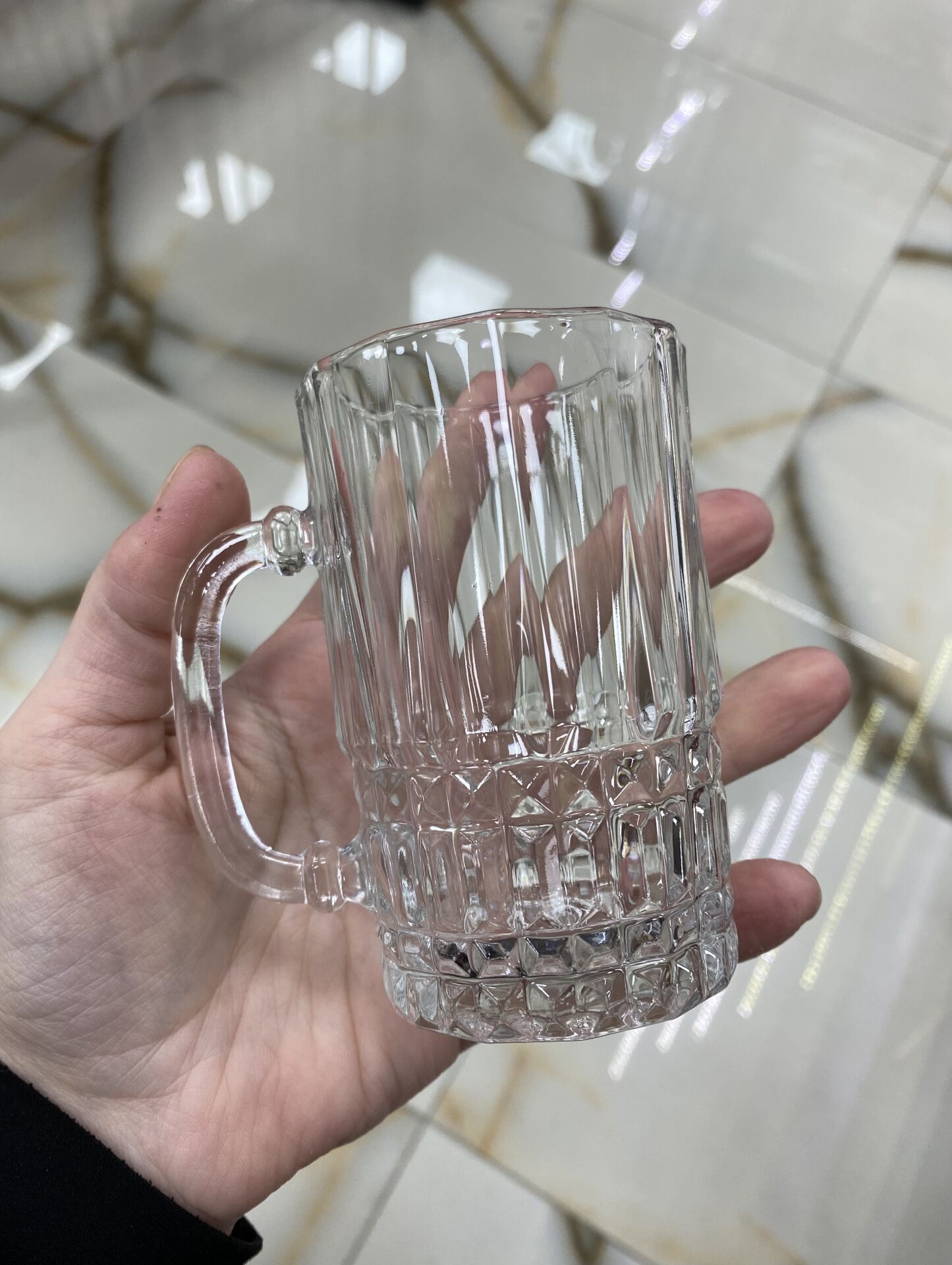 6 Adet Kristal Desenli Cam Kupa Krd
