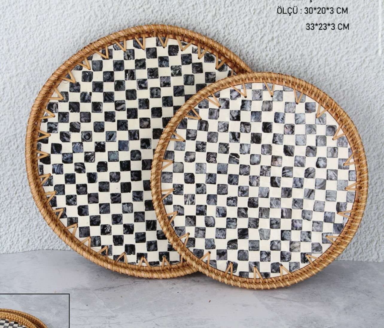 2Lİ DAMALI YUVARLAK SEDEF TEPSİ (1486)