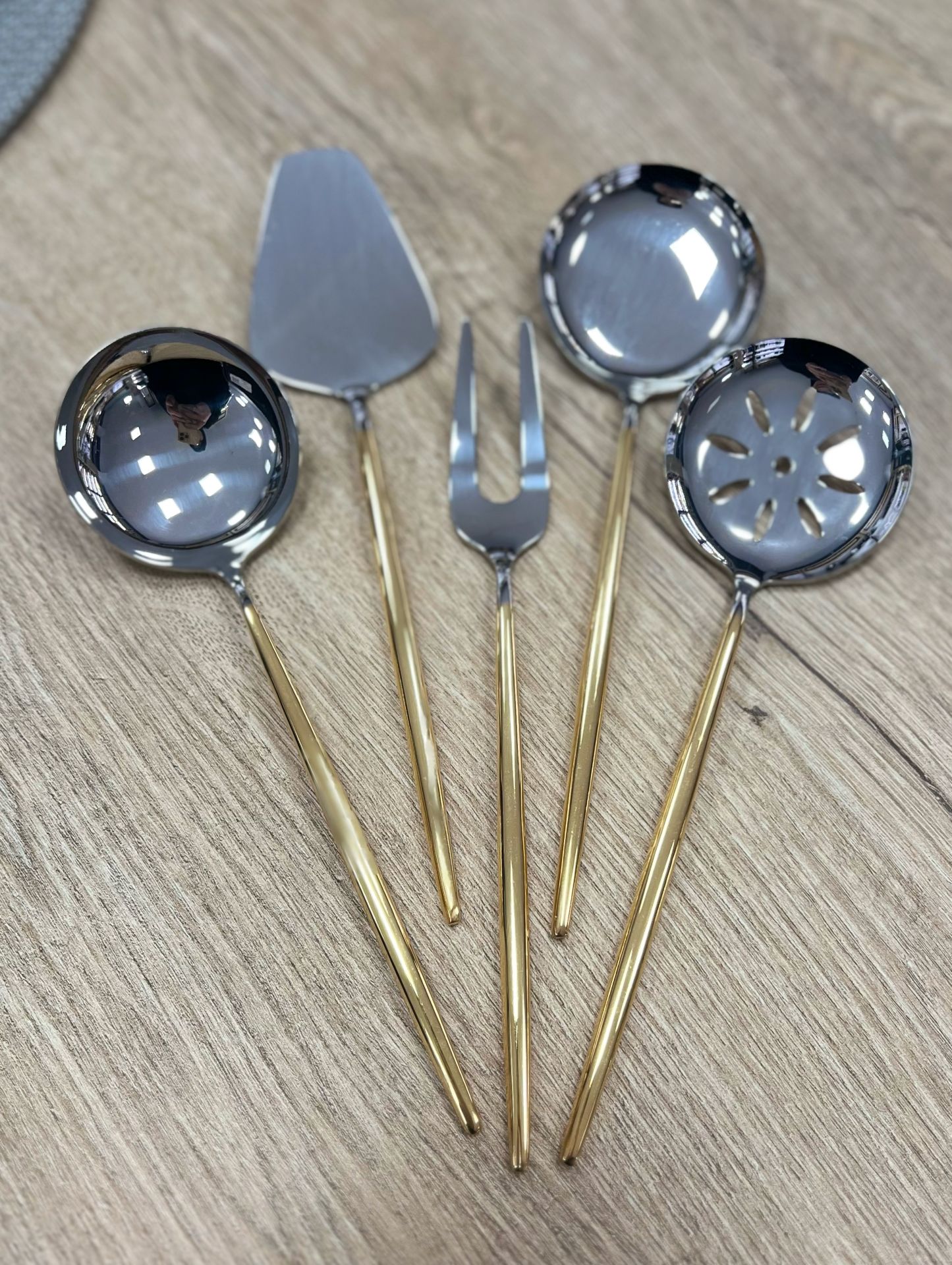 Almeria 6mm Altın Dekorlu 5li Sos Kepçe Tkm