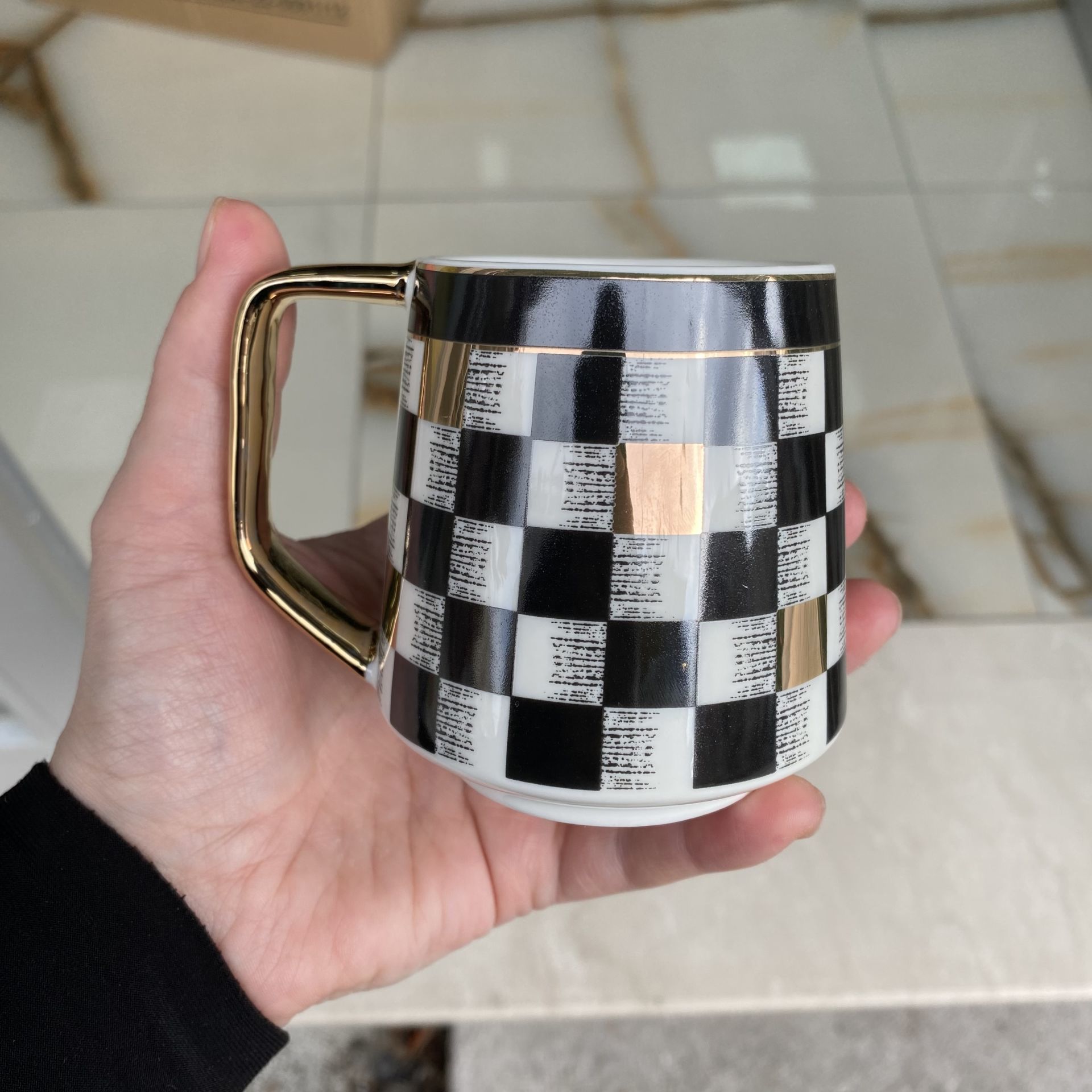 Acar Lüks Porselen Damalı Kupa 200ml