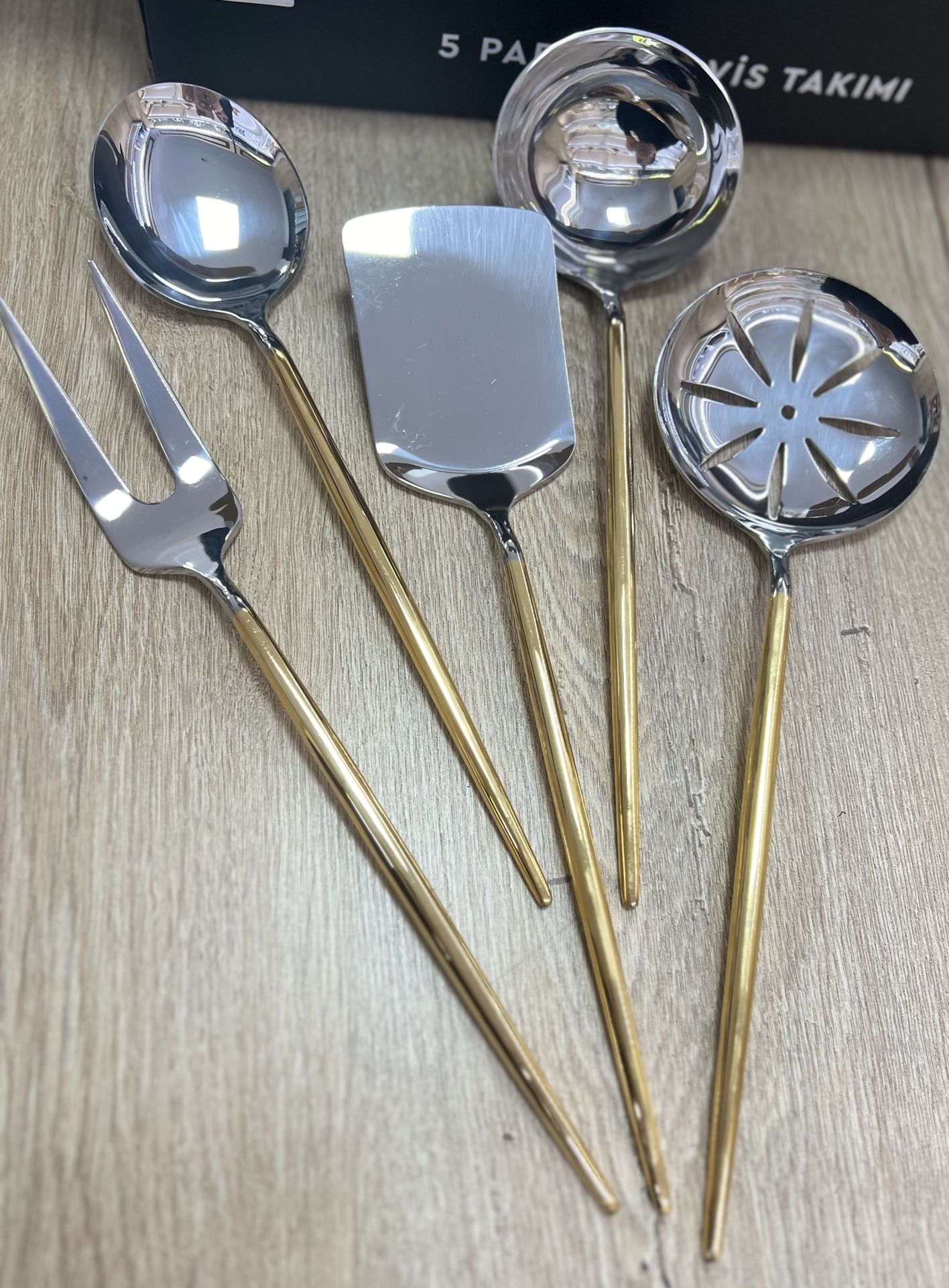 Almeria 24K 6mm Uzun 5li Kepçe Seti