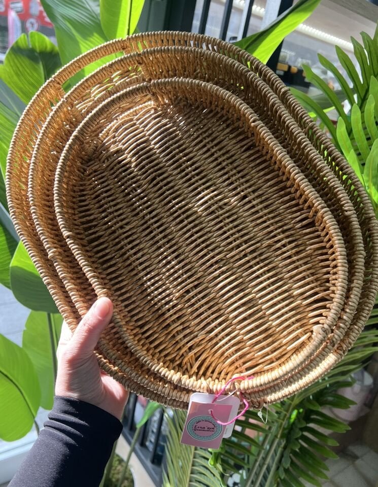 MİEN 483- 3LÜ RATTAN OVAL TEPSİ