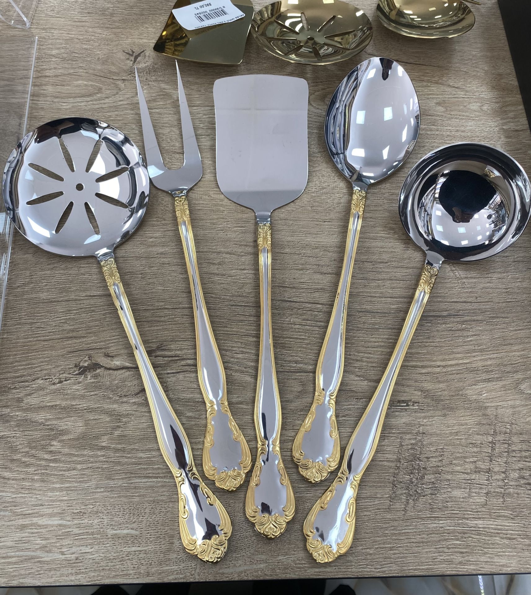 Elegant 24k Gerçek Altın Detaylı 5li Kepçe Seti