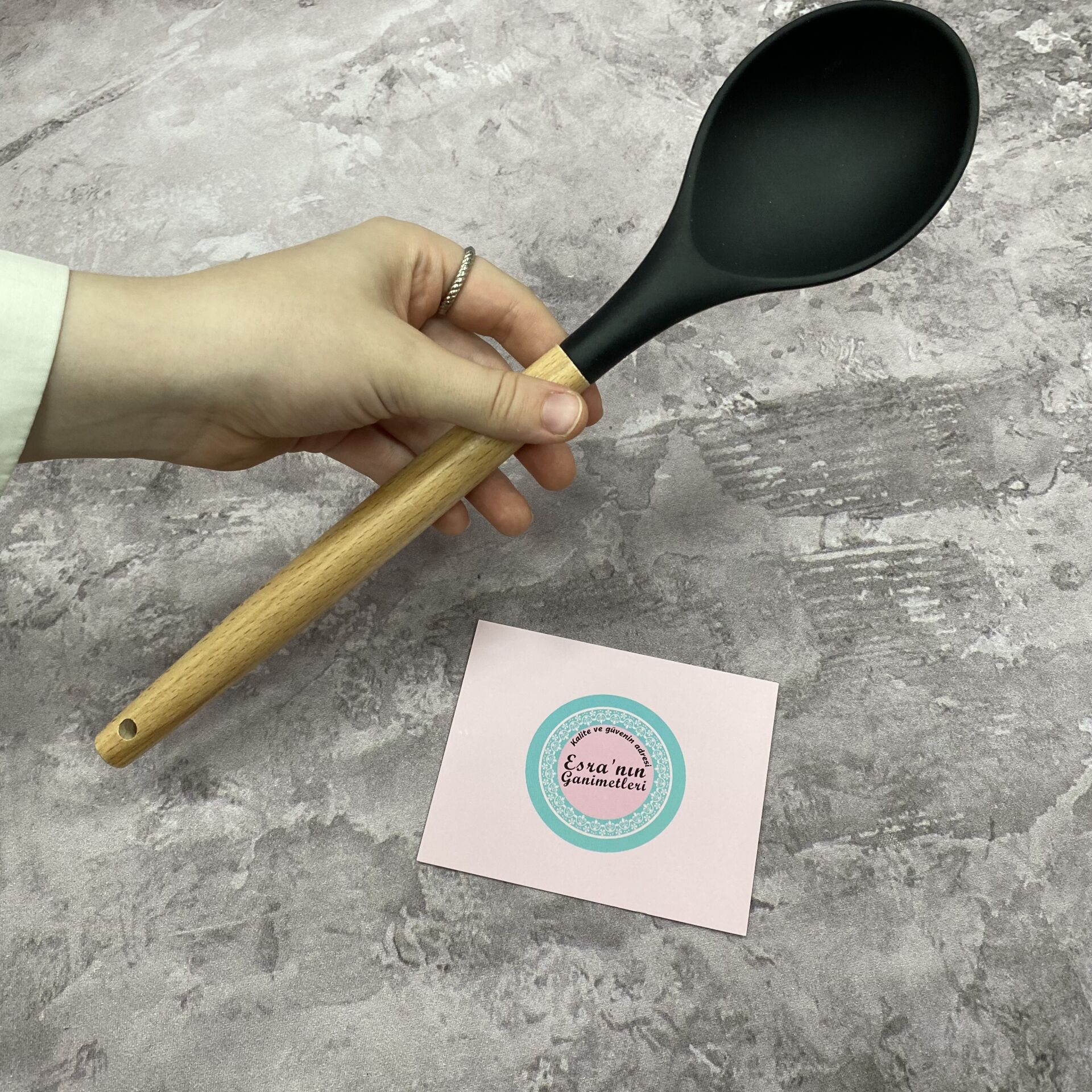 Bambu saplı silikon Yemek Kaşığı