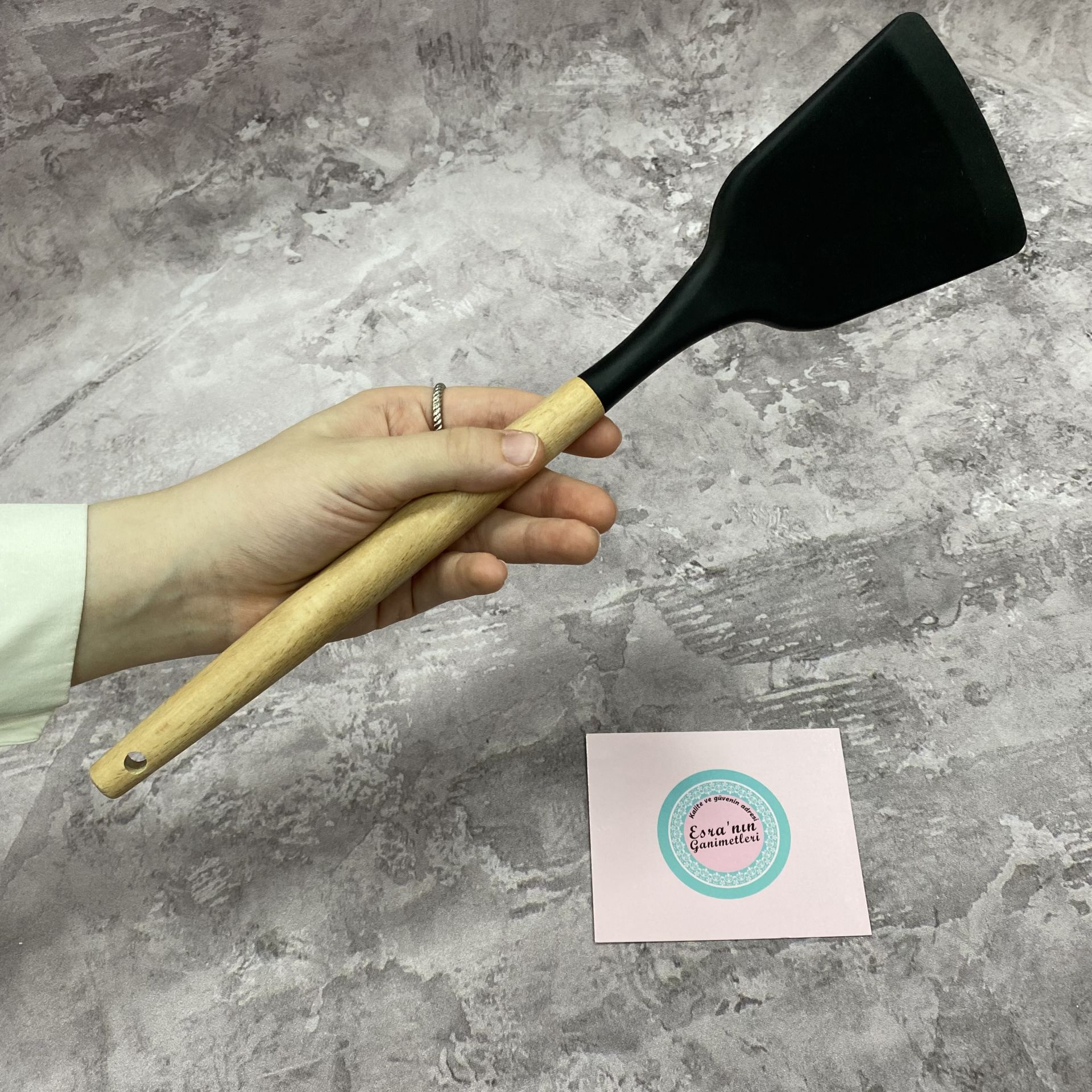 Bambu Saplı Silikon Düz Spatula