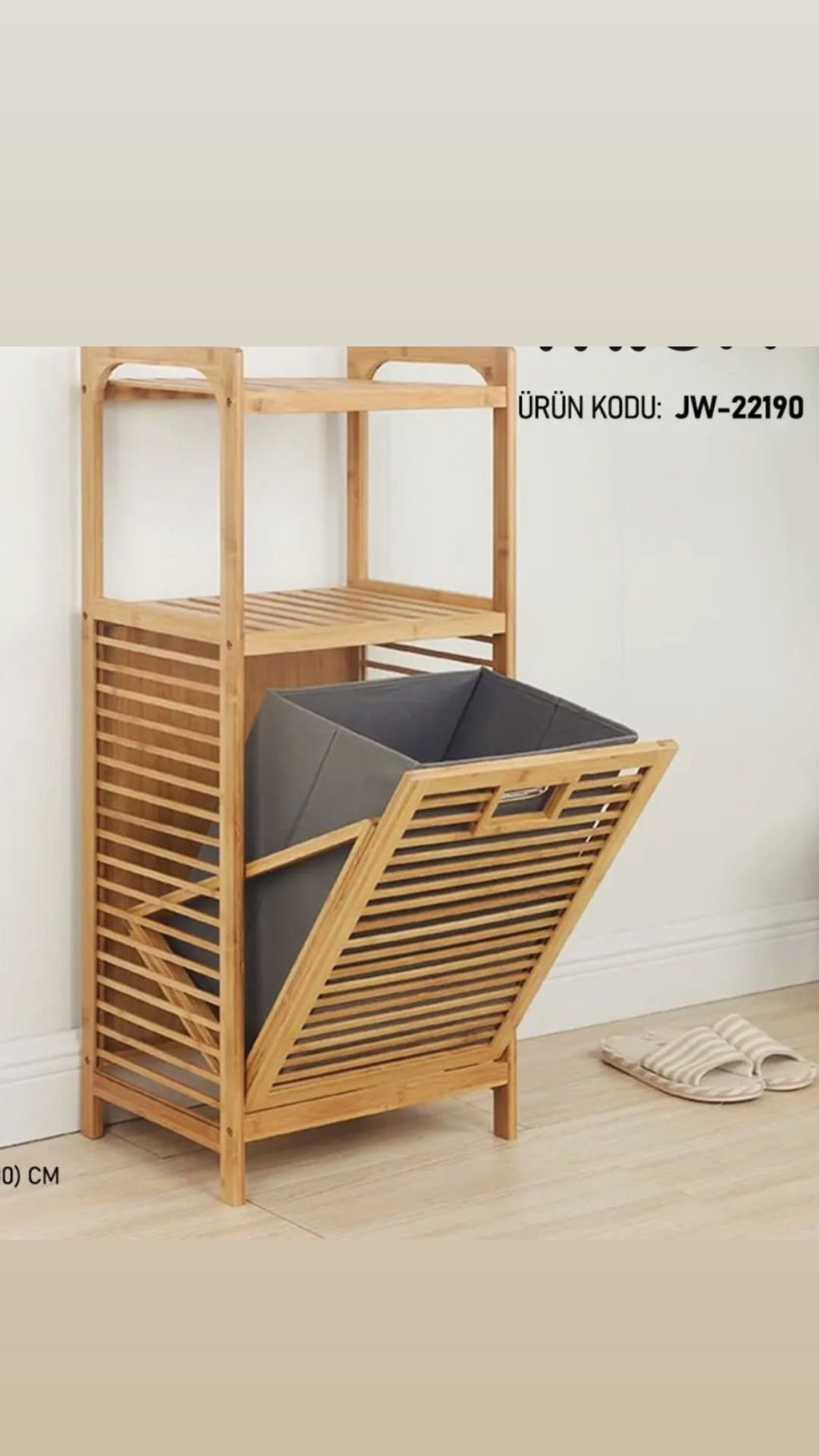 45-30-100cm Raflı Bambu Kirli Çamaşır Sepeti