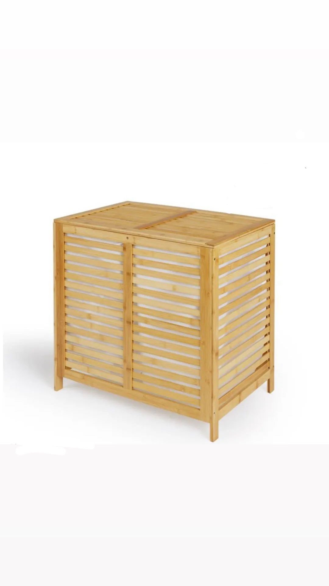 2 Bölmeli Bambu Kirli Çamaşır Sepeti -52-35-59cm