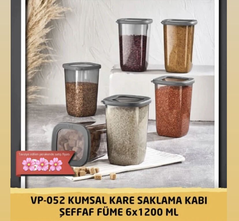 VP-052 Kumsal 6 Adet Erzak Saklama Kabı 1200ml