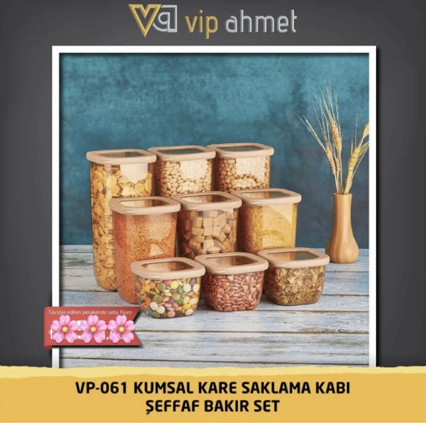 VP-061 Kumsal Bakır 9 lu Kare Saklama Kabı