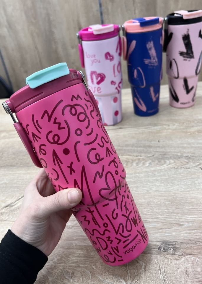 900ml Çelik Termos Matara FUŞYA  -VGN8137
