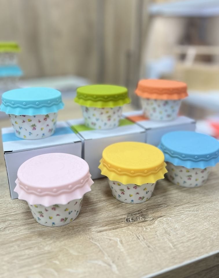 POR-7097 Renkli Silikon Kapak Porselen 6 Adet Konik