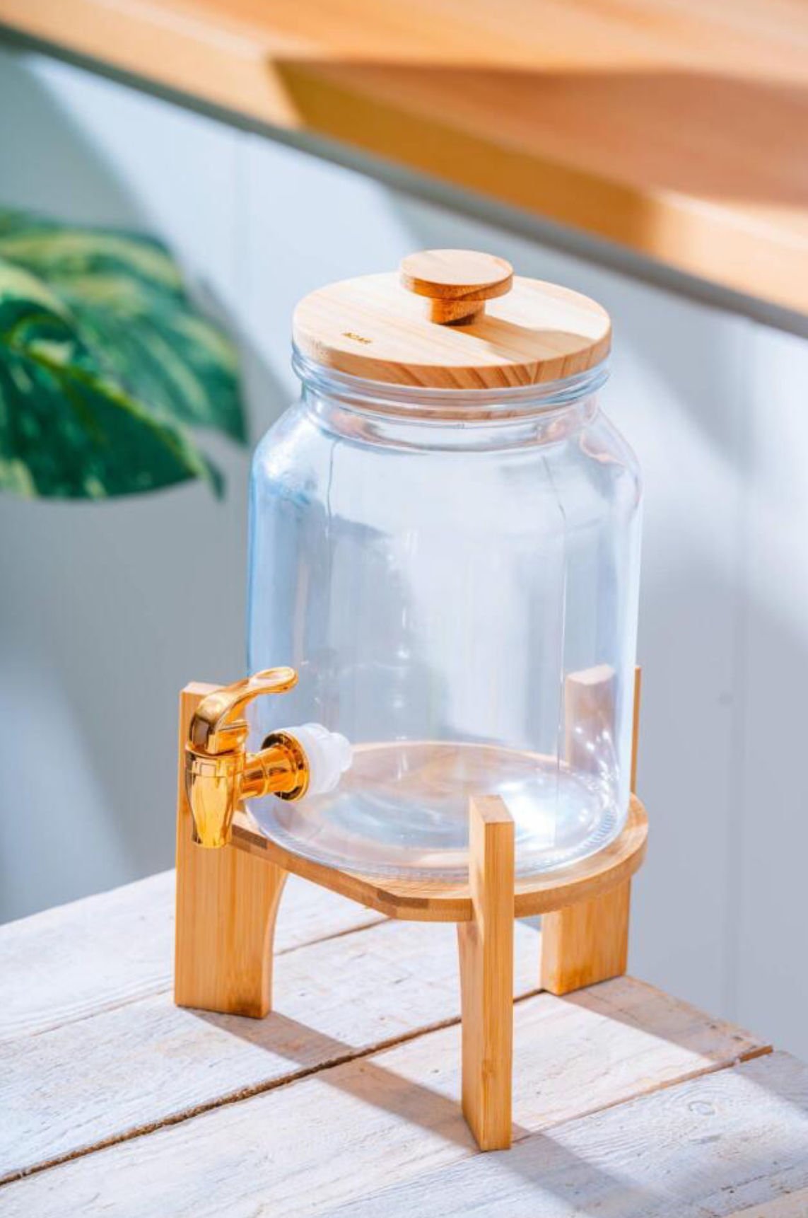 Bambu Kapaklı 3 litre Cam Sebil