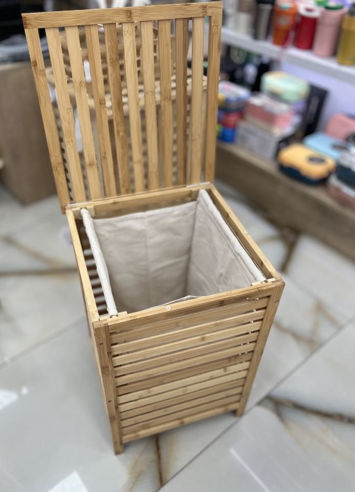 BAMBU TEK GÖZLÜ KİRLİ ÇAMAŞIR SEPETİ 40-40-57cm