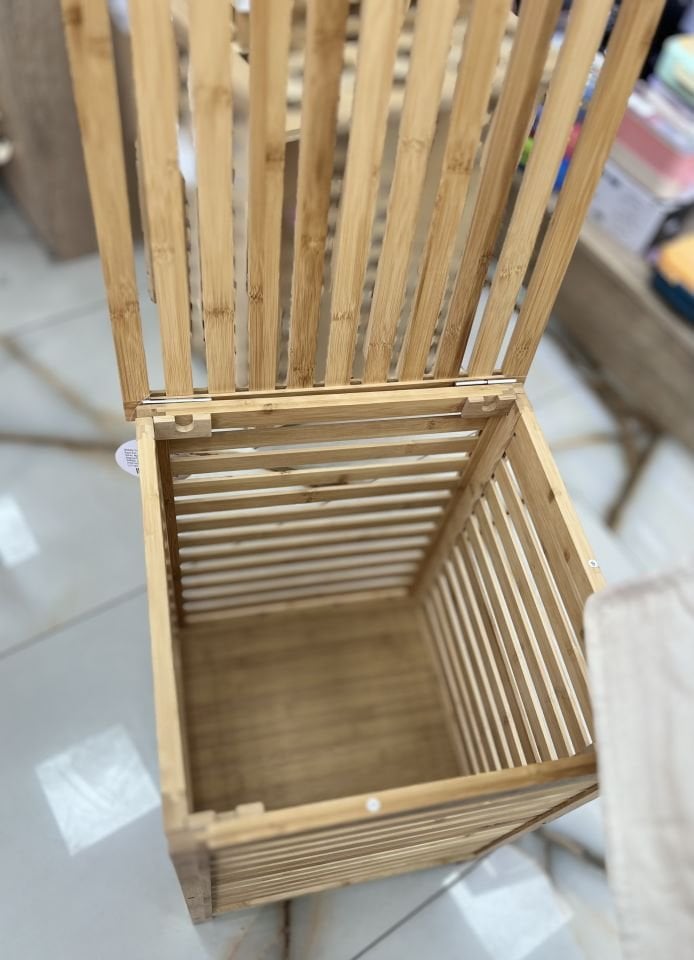 BAMBU TEK GÖZLÜ KİRLİ ÇAMAŞIR SEPETİ 40-40-57cm