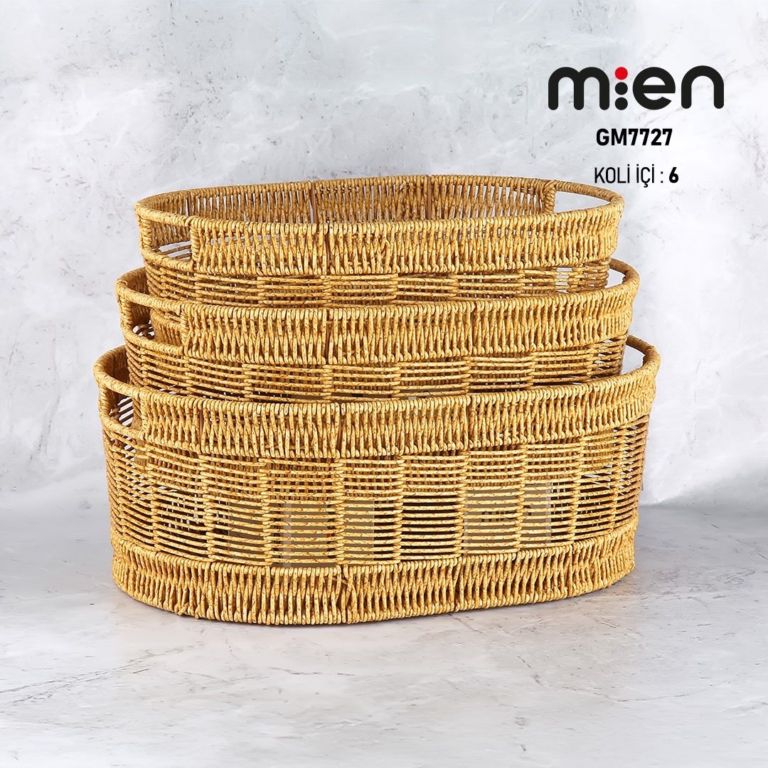 OVAL RATTAN 3LÜ SEPET