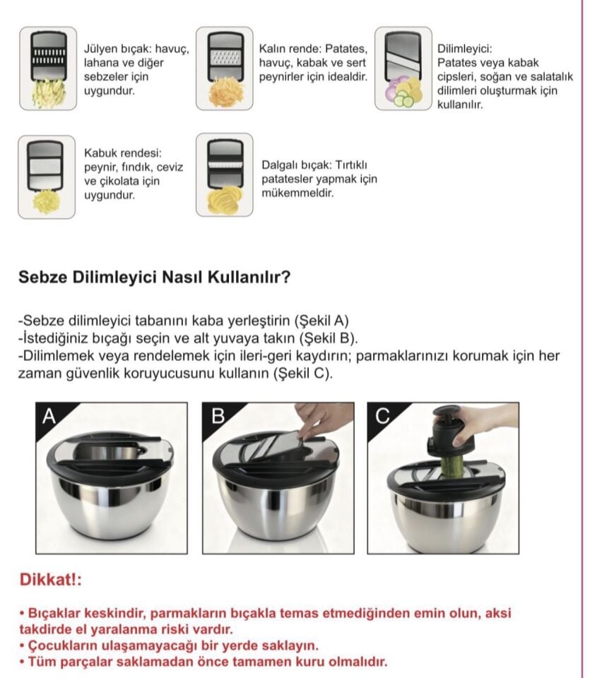 PRO ÇELİK SALATA KURUTUCU VE RENDE SETİ (ZF2521)