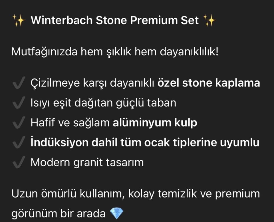 Winterbach STONE KAPLAMA ÇİZİLMEZ 7PRÇ SET
