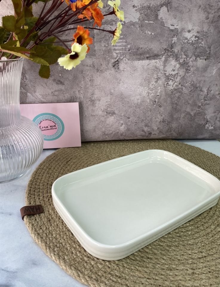 OMR-5278 PERLA KÜÇÜK PORSELEN DİKDÖRTGEN SERVİS 21*13 CM