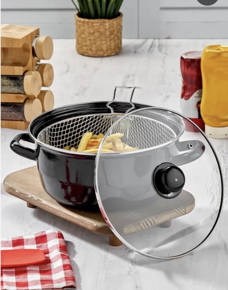 BLACK EMAYE KÜÇÜK KIZARTMA TENCERESİ 20 CM