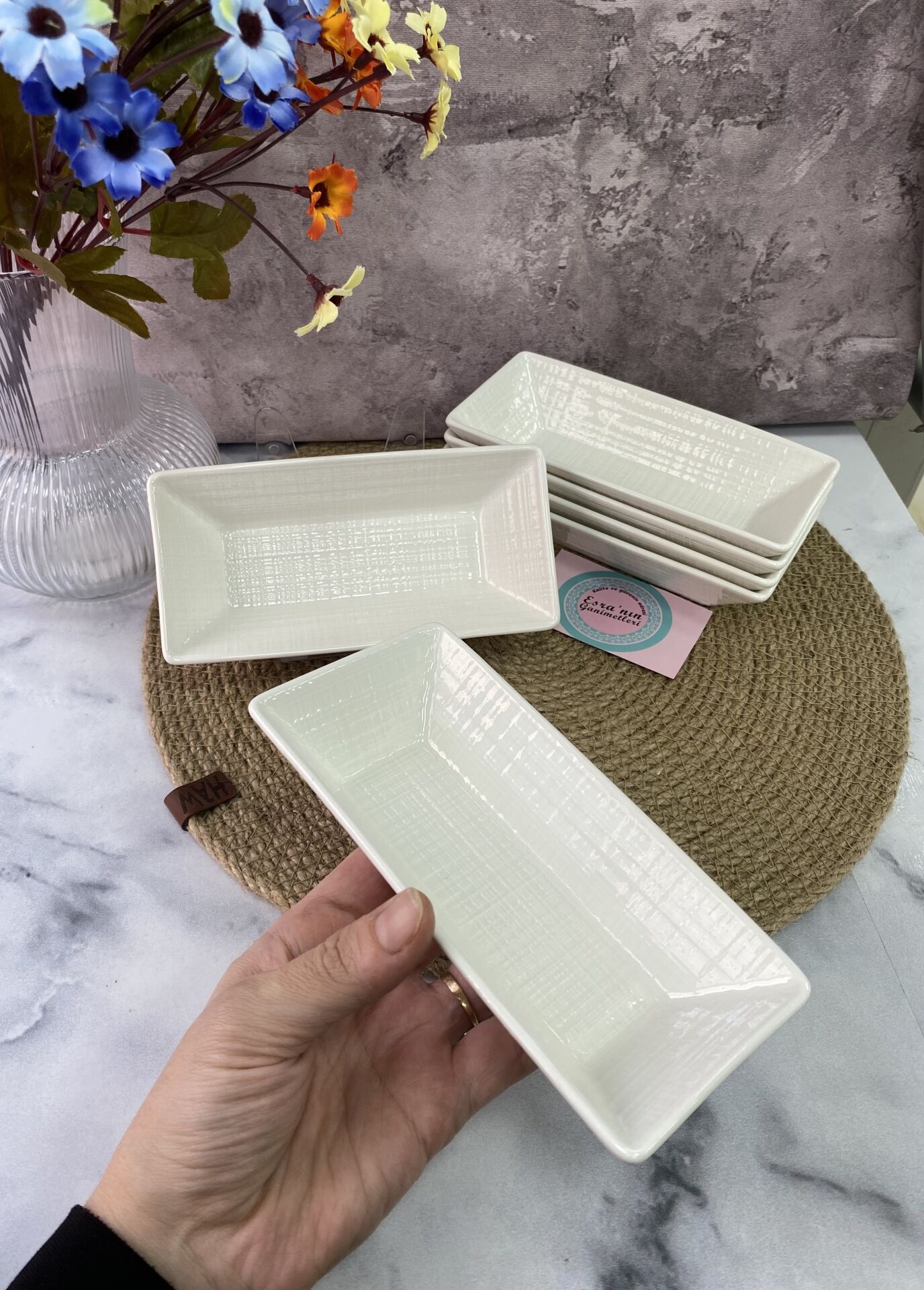 MLT-5339 EKOSE DESENLİ 16*8 CM PORSLEN KAYIK 6 ADET