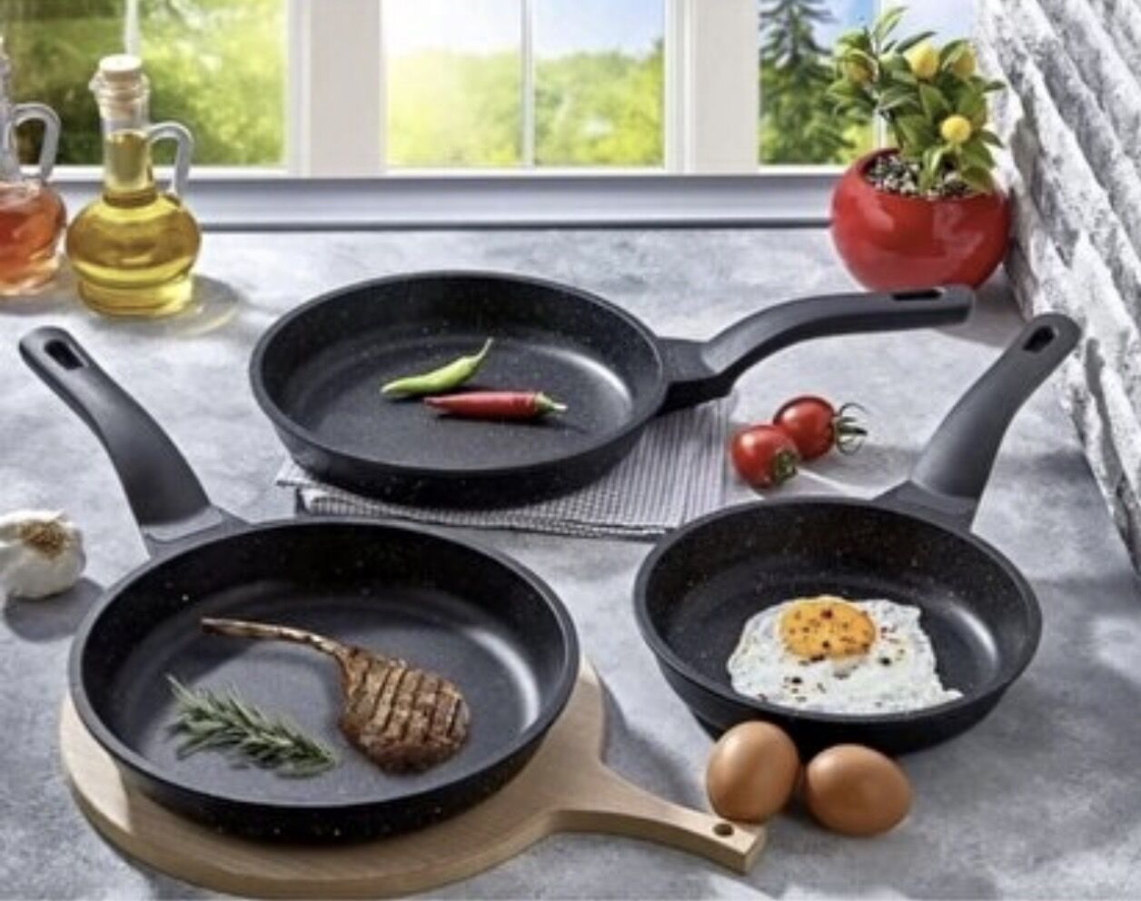 CRYSTAL DÖKÜM 3Lü TAVA SET (20-24-28 CM)