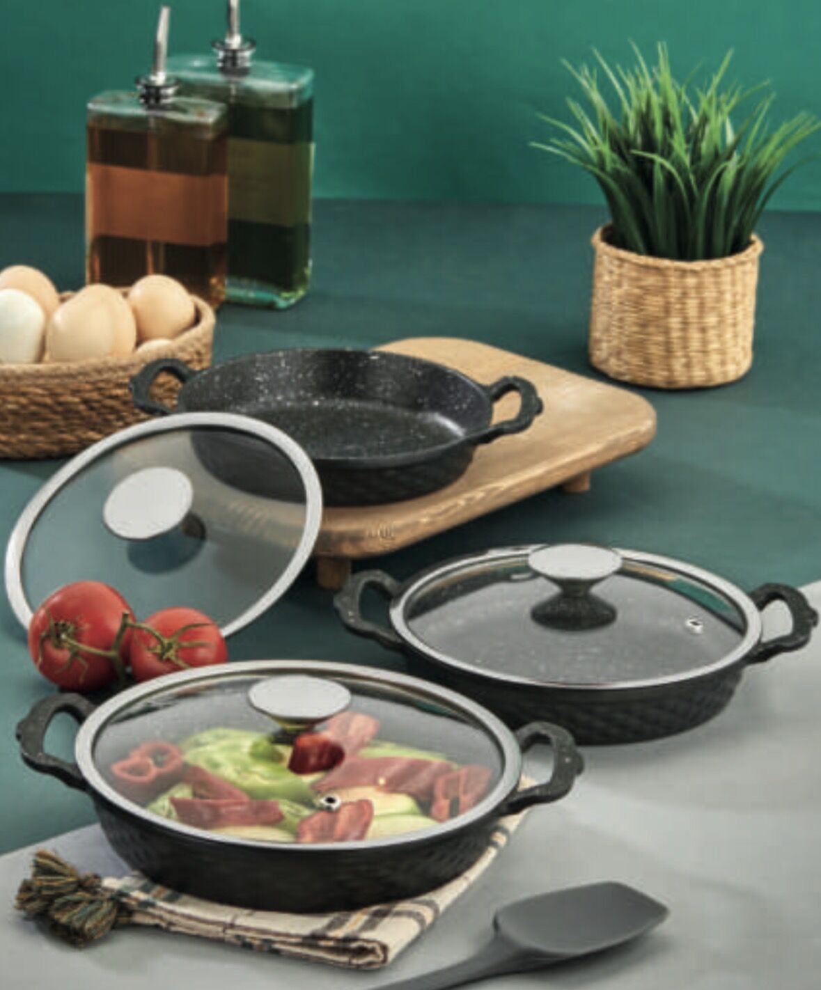 CRYSTAL DÖKÜM GRANİT SAHAN SET (18-20-22 CM)