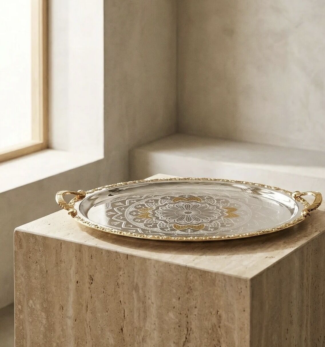 VİSNU GOLD METAL TEPSİ (POR-8694)