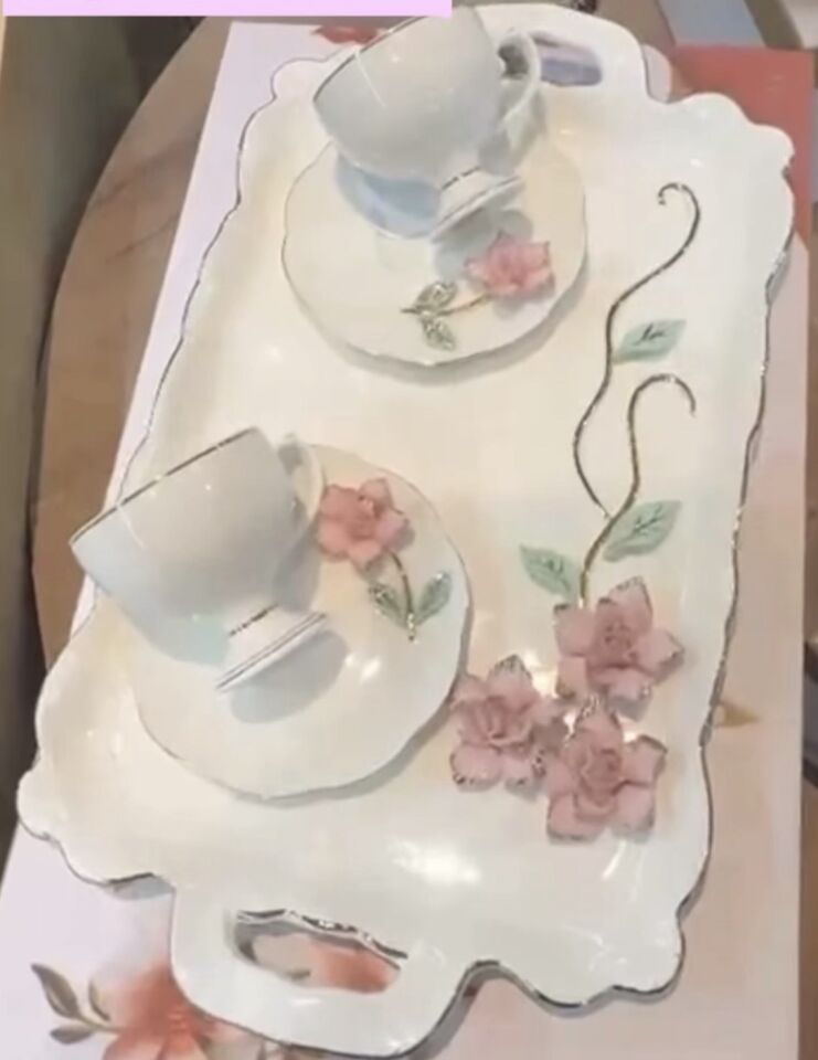 PORSELEN TEPSİLİ FİNCAN SET (AVERY 8201)