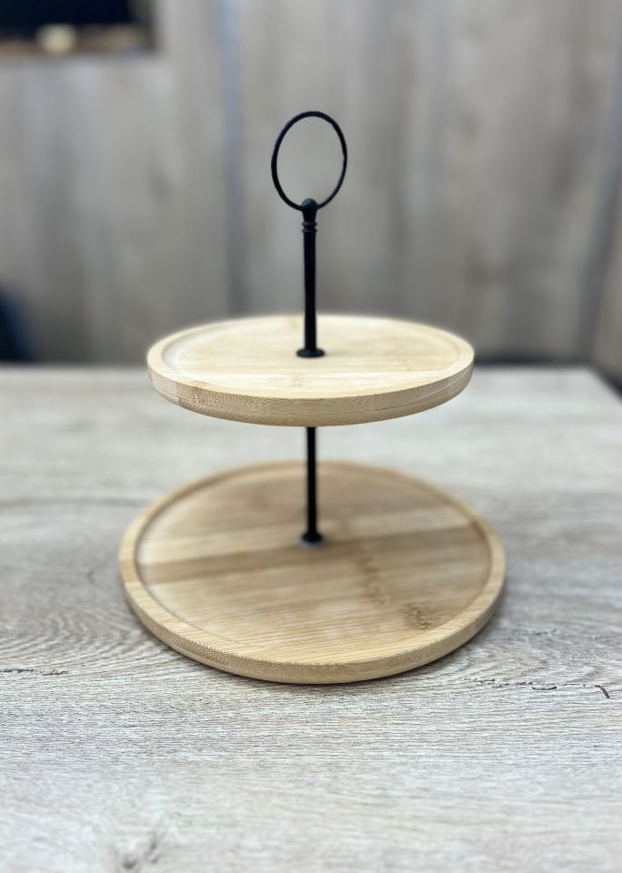 21*16cm Bambu İki Katlı İkramlık