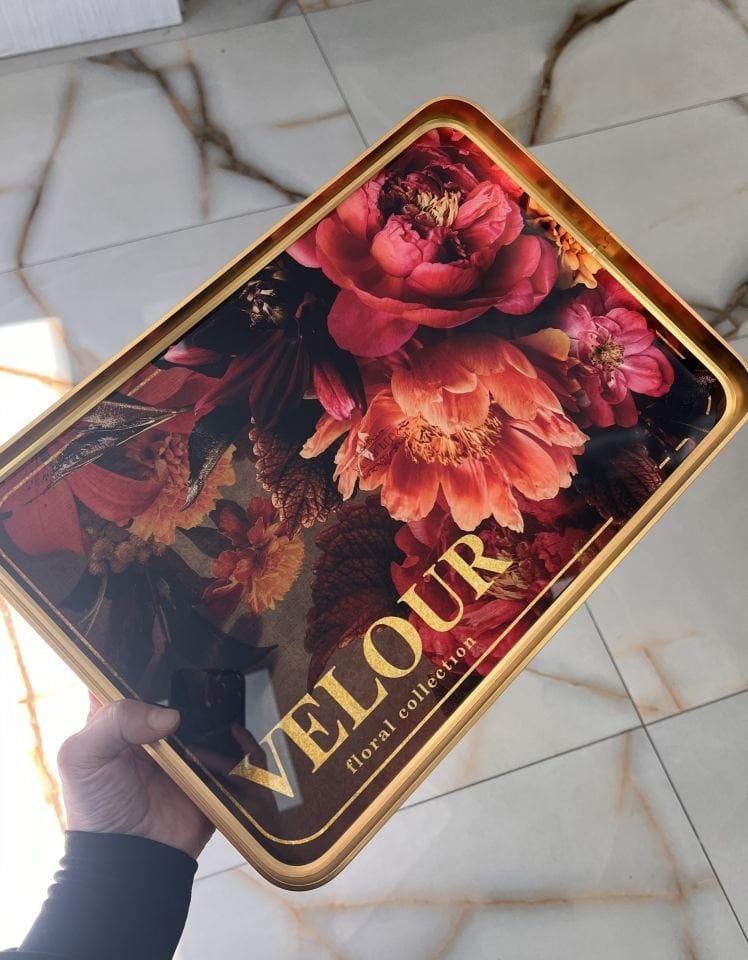 Lüks 1.Kalite Pirinç Gold Detaylı Tepsi