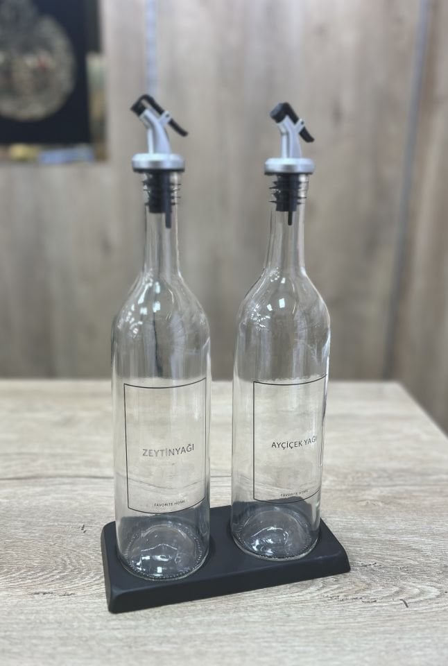 Şeffaf 2li Retro Yağdanlık Altlık Dahil