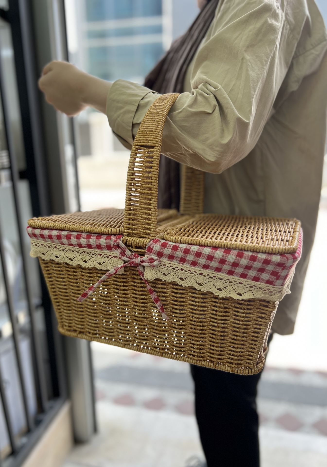 Rattan Dikdörtgen Piknik Sepeti