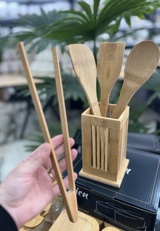 938- 5 Parça Bambu Kaşıklık (İçindekiler dahil)