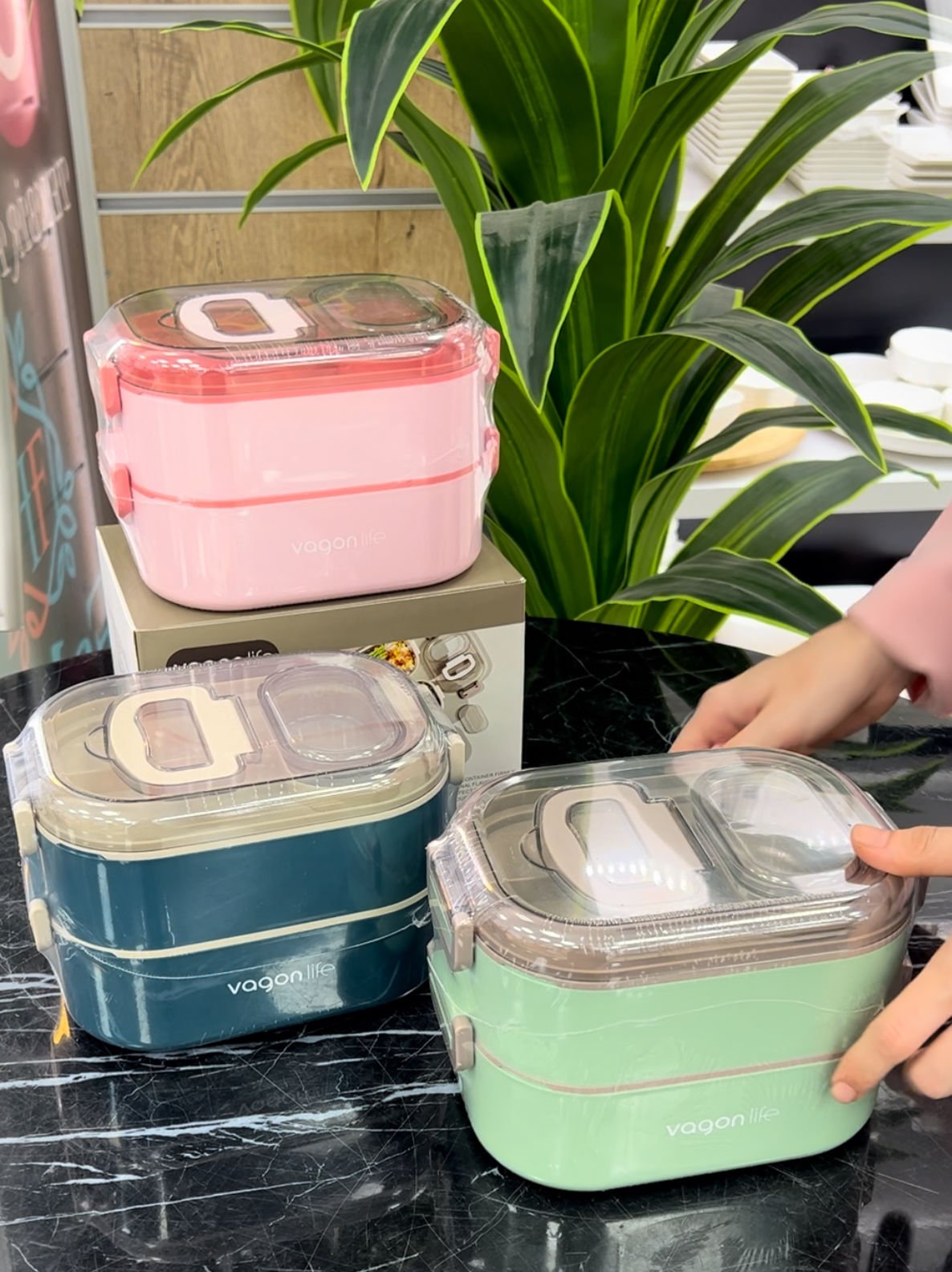 Vgn7081- 2 KATLI YEMEK TAŞIMA KABI PEMBE
