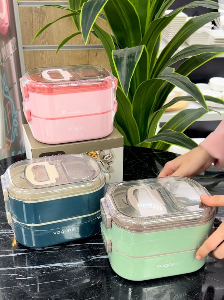 Vgn7081- 2 KATLI YEMEK TAŞIMA KABI PEMBE