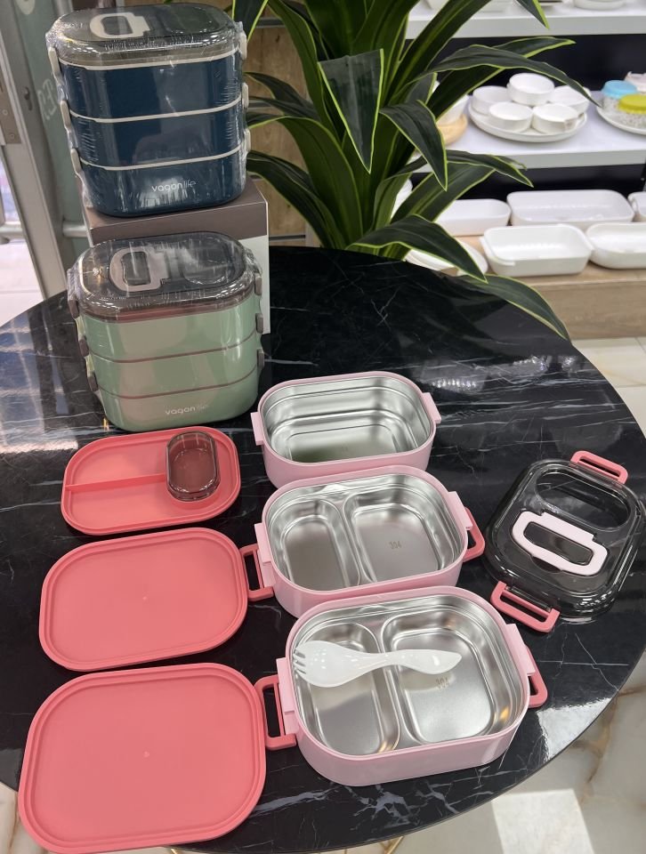 Vgn7083- 3KATLI YEMEK TAŞIMA KABI PEMBE