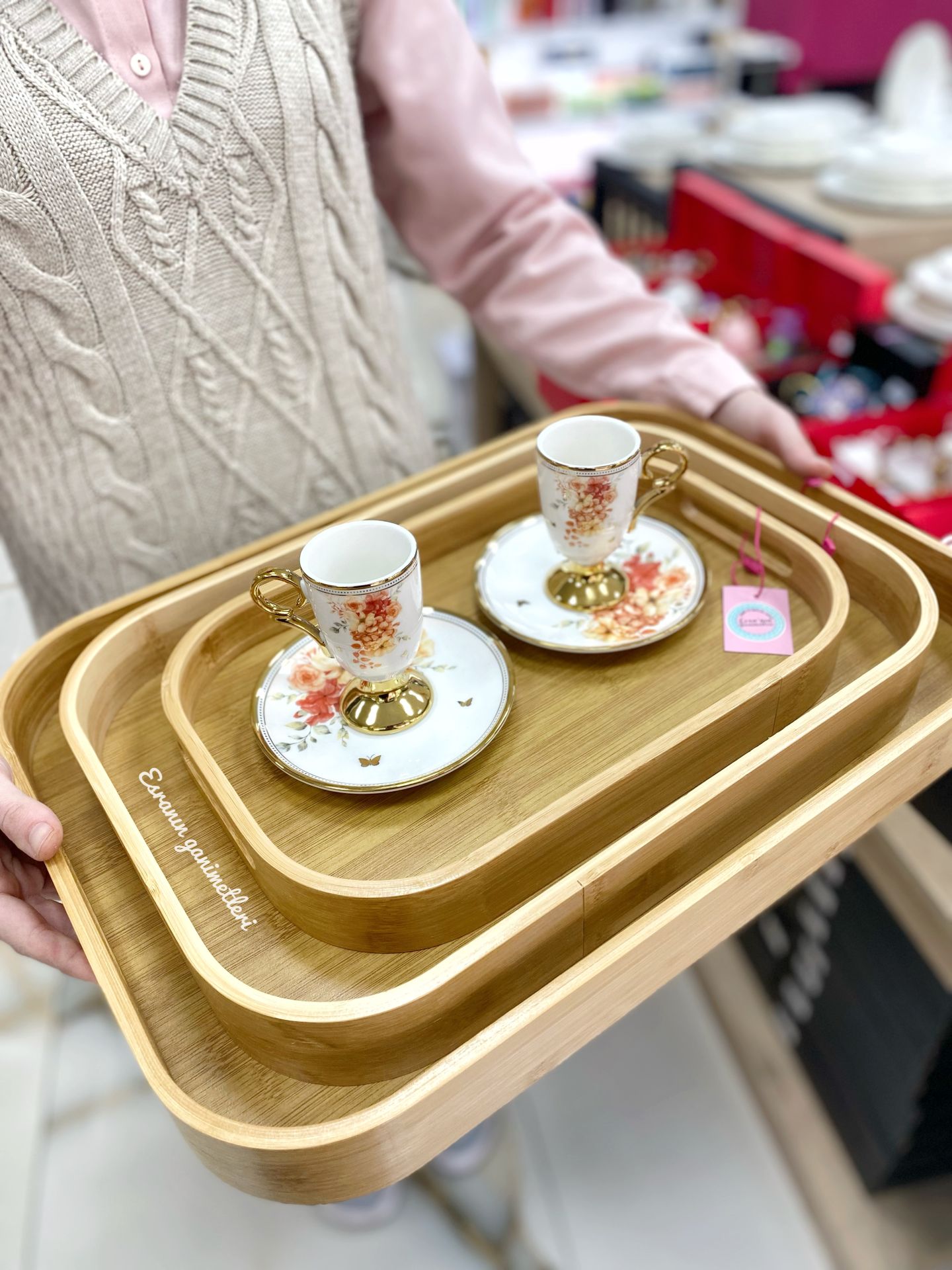3lü Set Bambu Tepsi