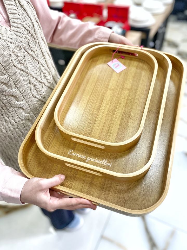 3lü Set Bambu Tepsi