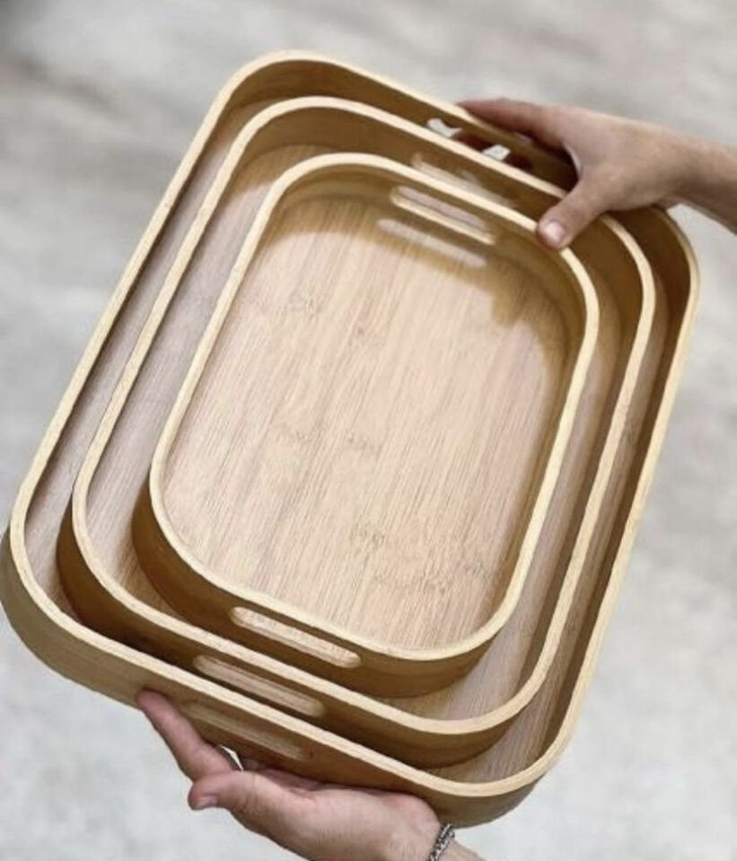 3lü Set Bambu Tepsi