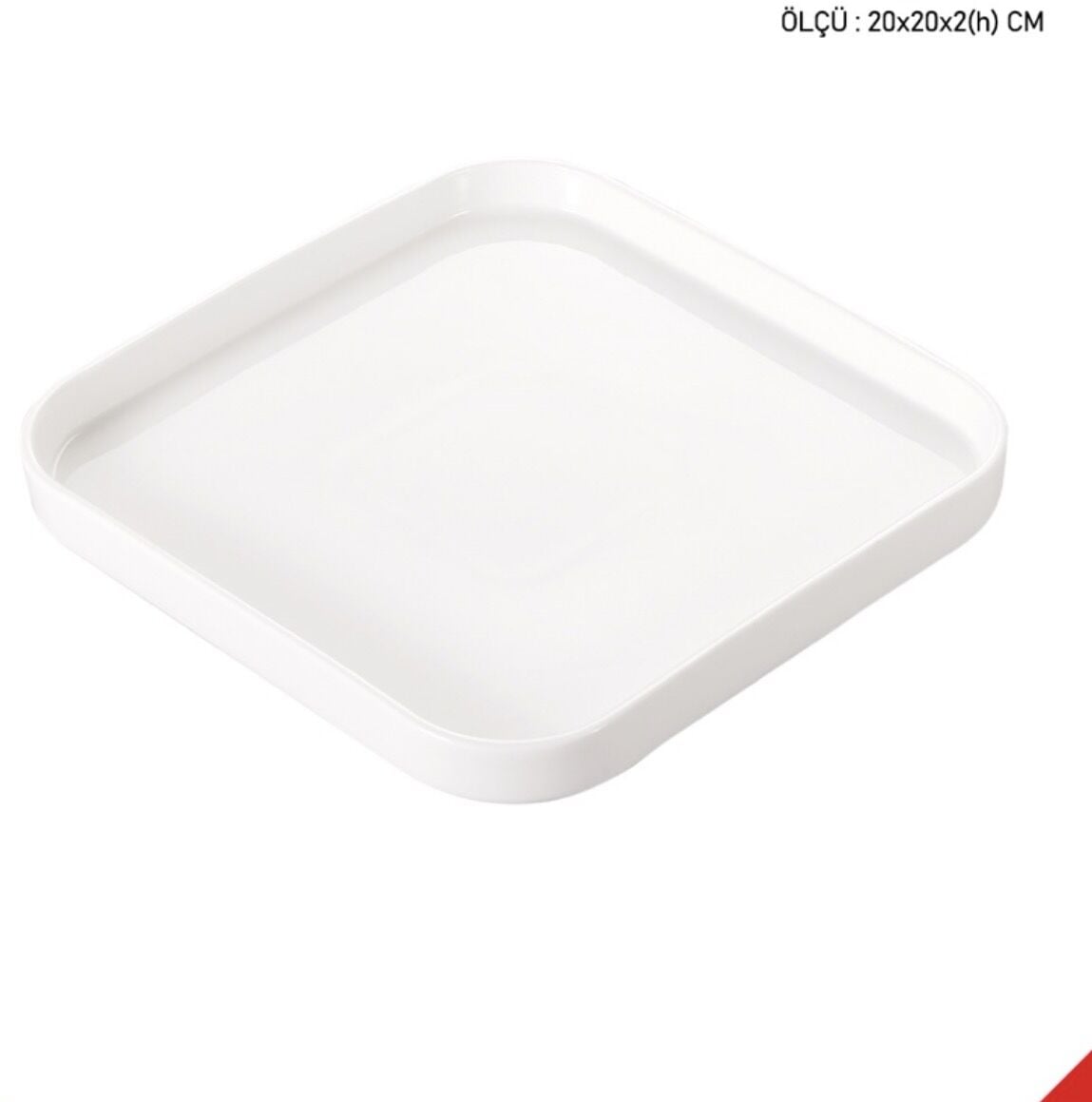 POR-1902 KARE KAHVALT VE PASTA  TABAĞI 20CM (3ADET)