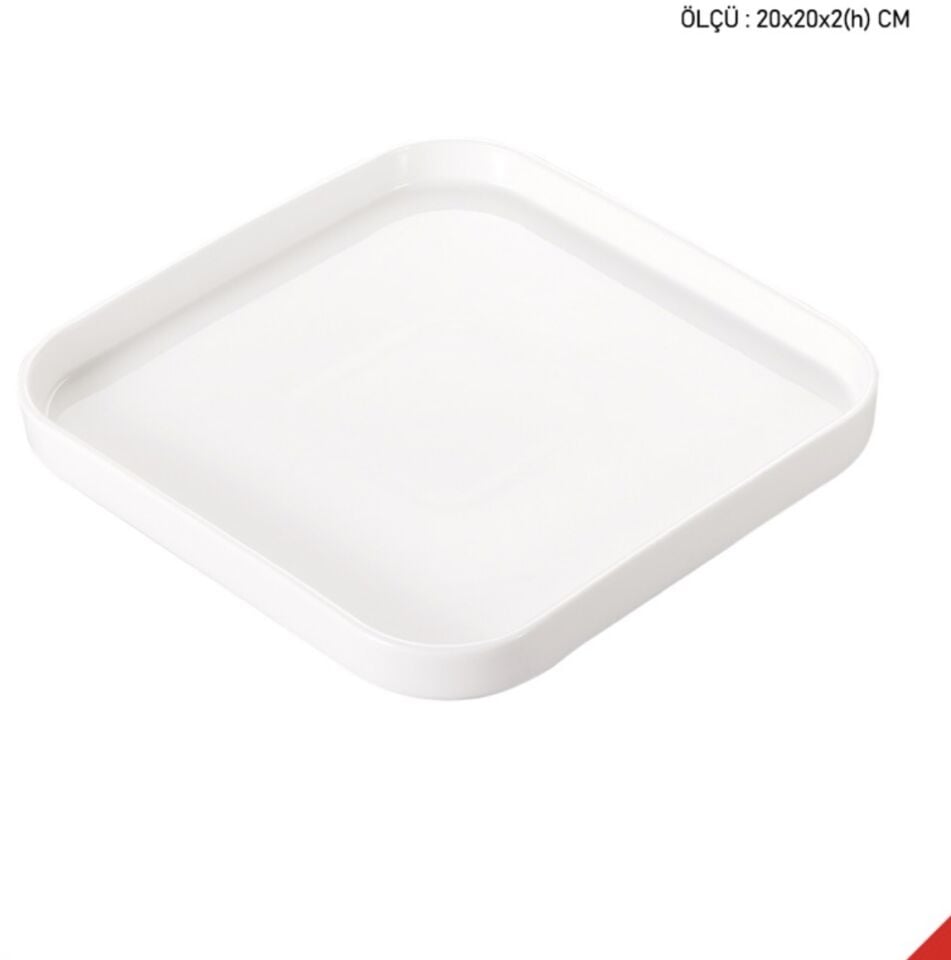 POR-1902 KARE KAHVALT VE PASTA  TABAĞI 20CM (3ADET)