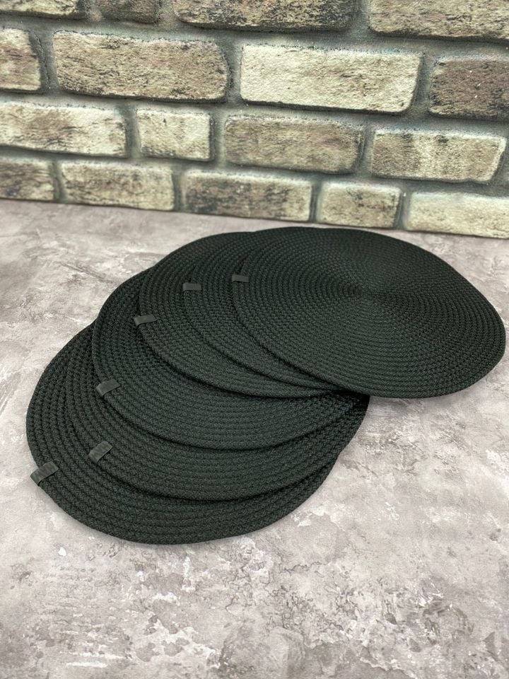6 adet Supla Servis 34cm - Siyah