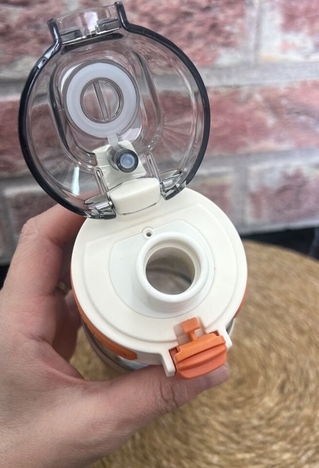 T1025 600 ML SİLİKON GÖVDELİ  ÇİFT İÇİMLİ MATARA Mor