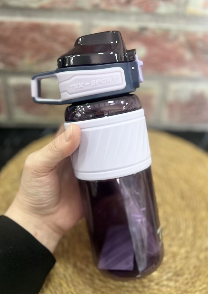 T1025 600 ML SİLİKON GÖVDELİ  ÇİFT İÇİMLİ MATARA Mor