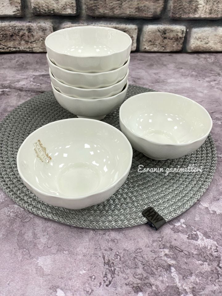 POR-8085 Acar Yuvarlak Porselen Kase 6lı