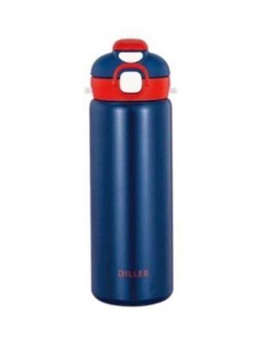 D9073- Pipetli/Pipetsiz Kullanım ÇELİK TERMOS MATARA 700ml Lacivert